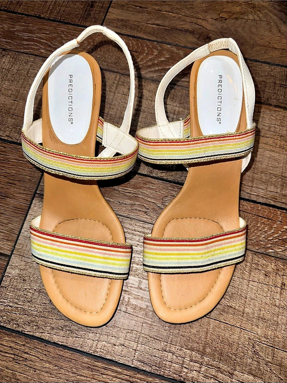 Predictions Striped Platform Sandals in White & Multicolor